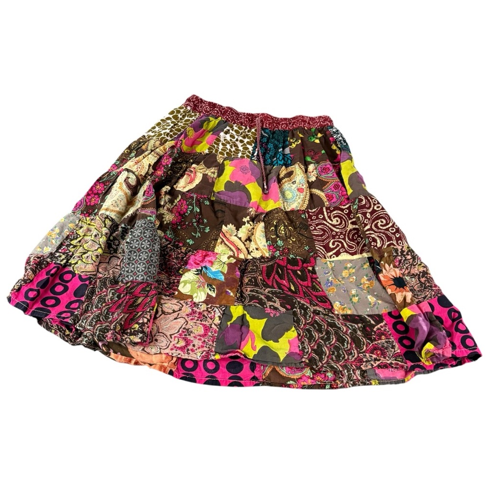 Art Studio Company Boho Skirt No Tag Xs? Cotton India Patchwork Drawstring (488)
